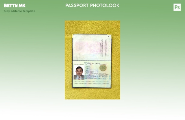 Шаблон за фото изглед на пасош на Кенија ( ) во модерен стил